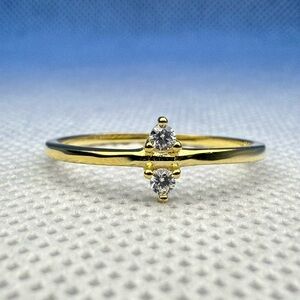 New Modern Gold-Plated Sterling Silver CZ Ring, Size 8